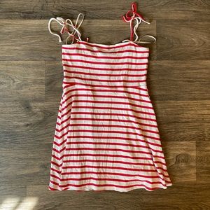 Red and white striped mini dress